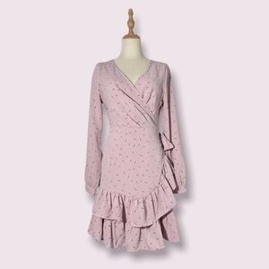 Petal Roz Long Sleeve Faux Wrap Dress